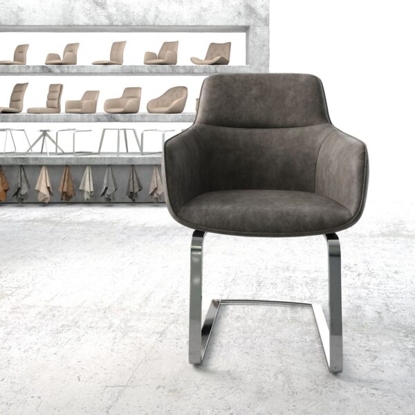 Jídelní židle Pejo-Flex Anthracite Vintage Cantilever Flat Chrome-plated