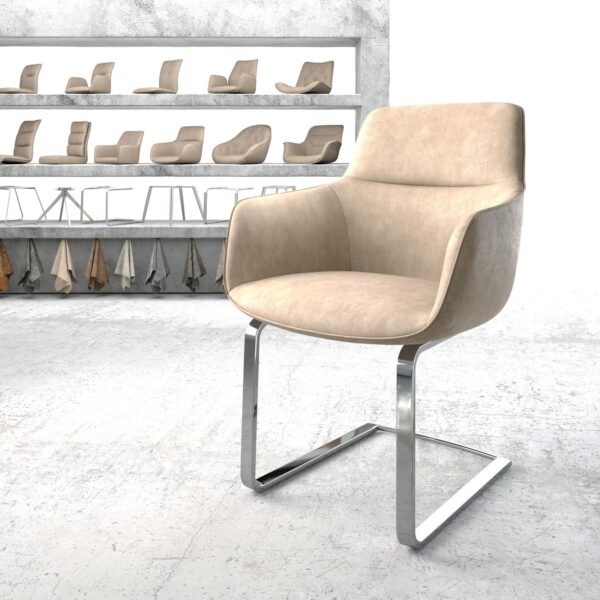Jídelní židle Pejo-Flex Béžová Vintage Cantilever Flat Chrome Plated