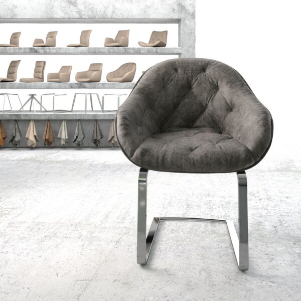 Křeslo Gaio-Flex Šedá Vintage Cantilever Flat Chrome-plated