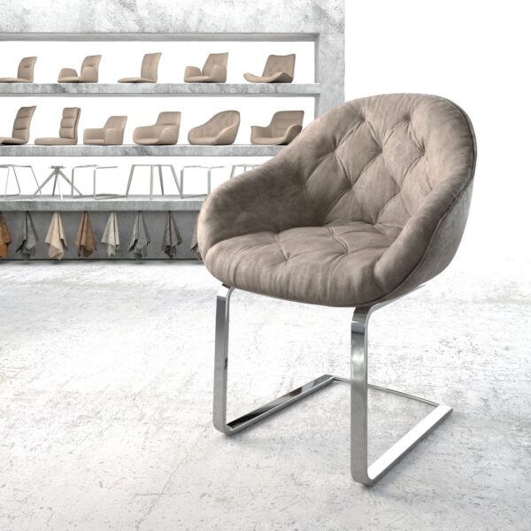 Křeslo Gaio-Flex Taupe Vintage Cantilever Flat Chrome-plated