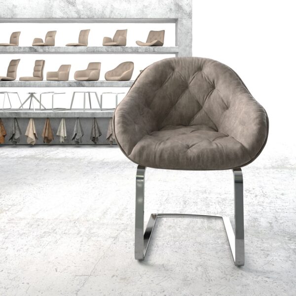 Křeslo Gaio-Flex Taupe Vintage Cantilever Flat Chrome-plated