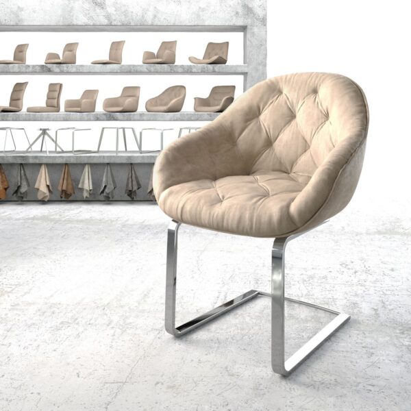 Křeslo Gaio-Flex Béžová Vintage Cantilever Flat Chrome-plated