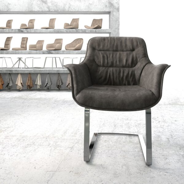 Křeslo Kaira-Flex Anthracite Vintage Cantilever Flat chromované