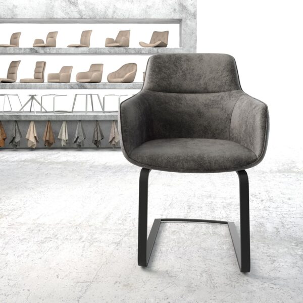 Jídelní židle Pejo-Flex Šedá Vintage Cantilever Flat Černá