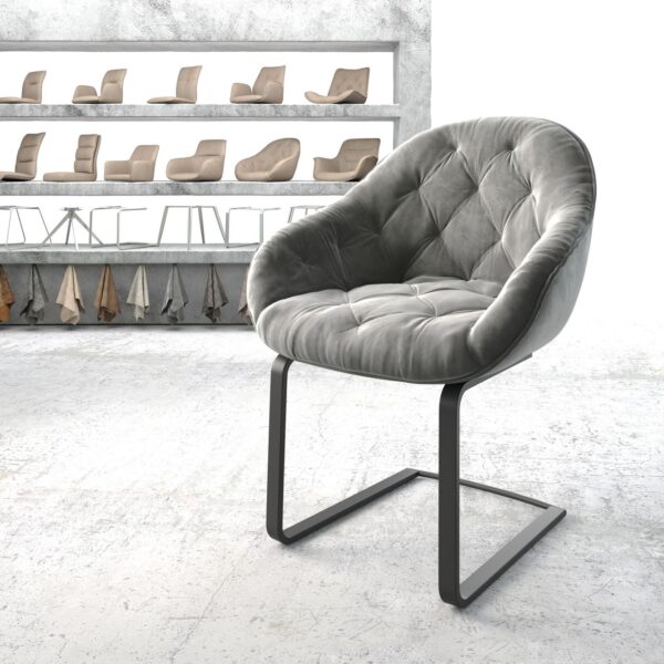 Jídelní židle Gaio-Flex šedý samet konzolová podnož plochý černý