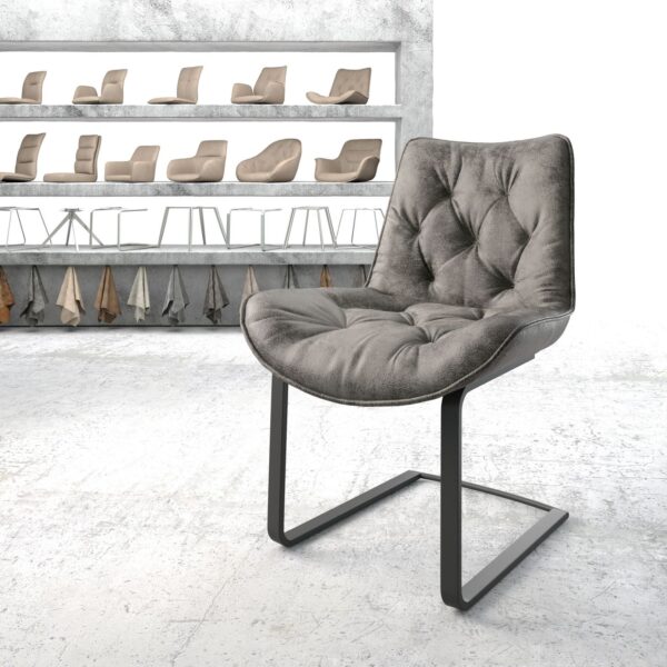 Jídelní židle Taimi-Flex šedá vintage konzolová podnož plochá černá