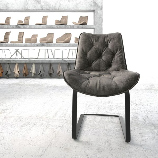 Jídelní židle Taimi-Flex šedá vintage konzolová podnož plochá černá