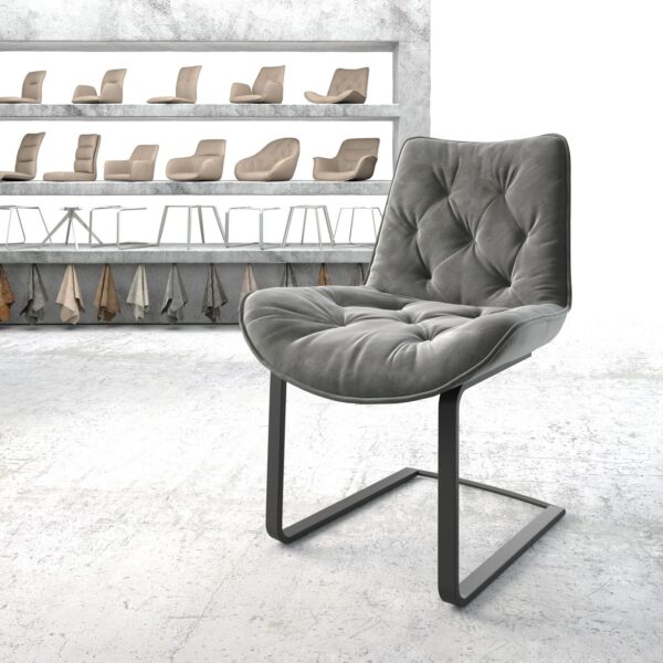Jídelní židle Taimi-Flex Šedá Samet Cantilever Flat Černá