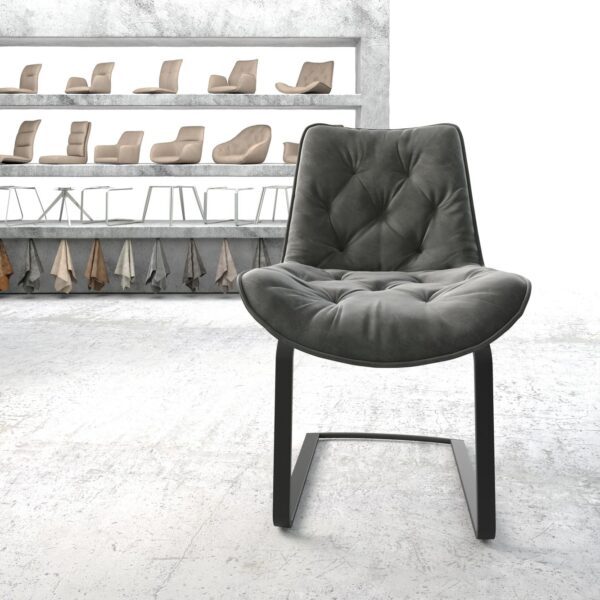 Jídelní židle Taimi-Flex Šedá Samet Cantilever Flat Černá