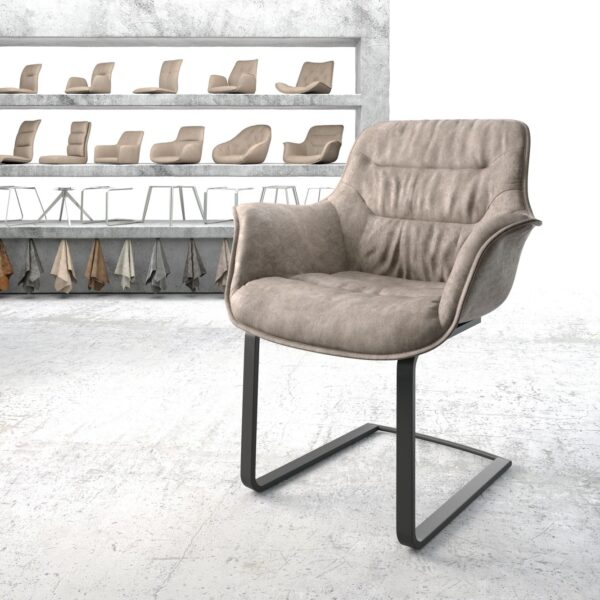 Křeslo Kaira-Flex Taupe Vintage Cantilever Flat Černá
