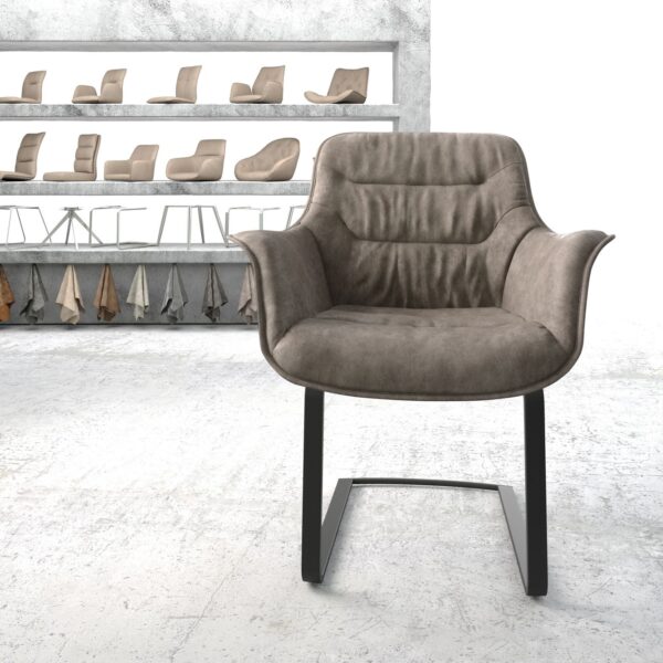Křeslo Kaira-Flex Taupe Vintage Cantilever Flat Černá