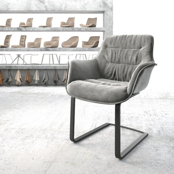 Křeslo Kaira-Flex Šedá Samet Cantilever Flat Černá