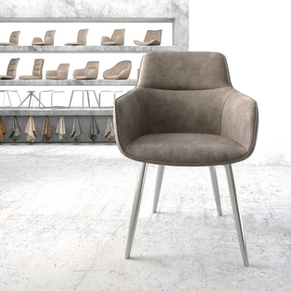 Jídelní židle Pejo-Flex Taupe Vintage 4-nohá kuželová nerezová ocel