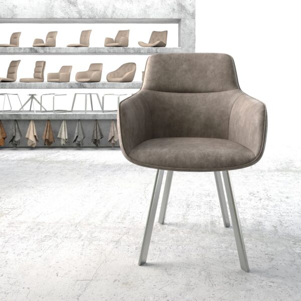 Jídelní židle Pejo-Flex Taupe Vintage 4-nohá oválná nerezová ocel