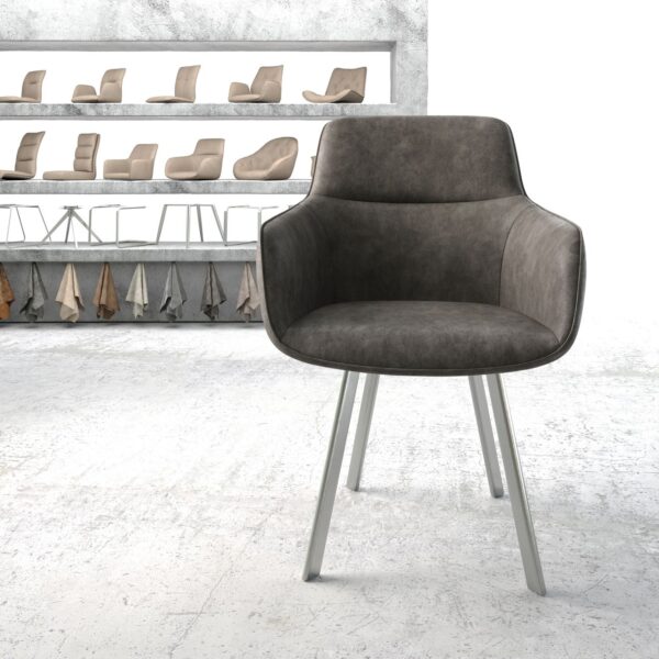 Jídelní židle Pejo-Flex Anthracite Vintage 4-nohá oválná nerezová ocel