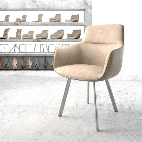 Jídelní židle Pejo-Flex béžová vintage oválná podnož nerezové oceli