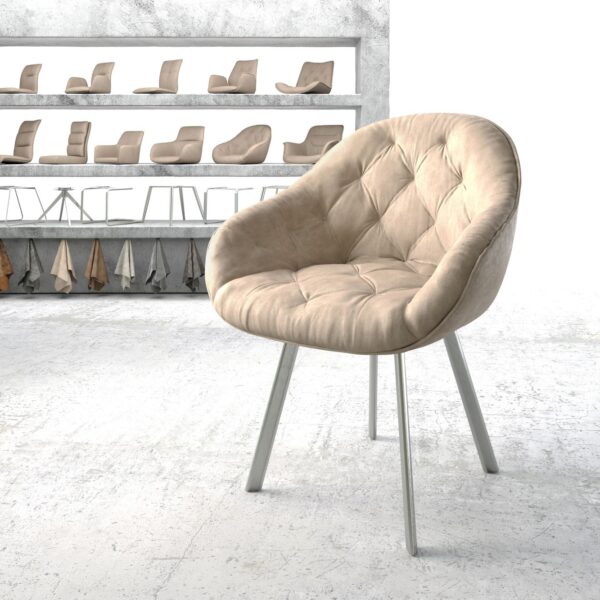 Jídelní židle Gaio-Flex béžová vintage oválná podnož nerezové oceli