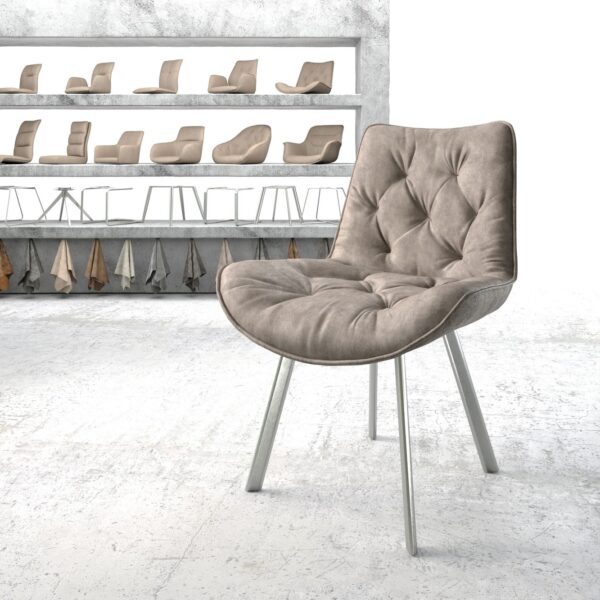 Jídelní židle Taimi-Flex Taupe Vintage 4-nohá oválná nerezová ocel