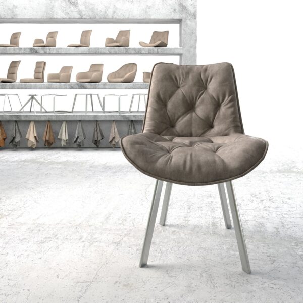 Jídelní židle Taimi-Flex Taupe Vintage 4-nohá oválná nerezová ocel