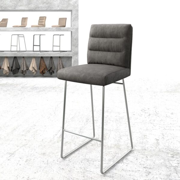 Barová židle Pela-Flex Vintage Anthracite Skid Rám Nerezová Ocel