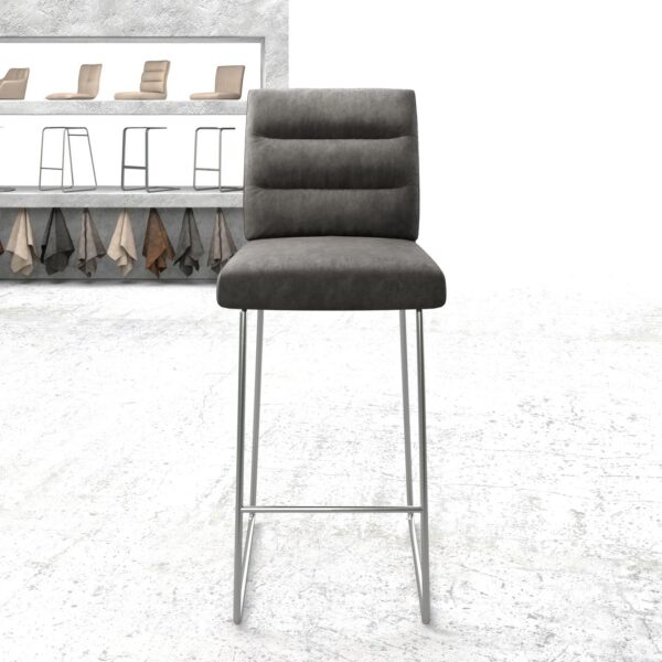 Barová židle Pela-Flex Vintage Anthracite Skid Rám Nerezová Ocel