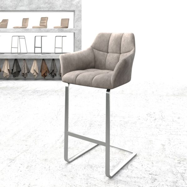 Barová židle Yulo-Flex Vintage Taupe Cantilever Flat Nerezová Ocel
