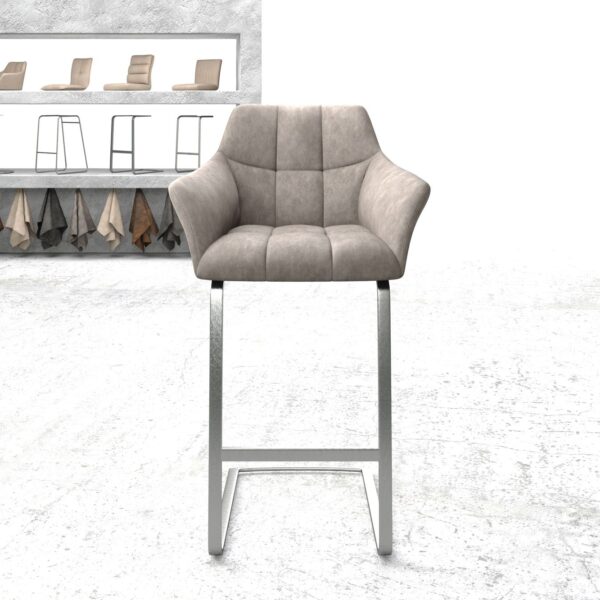 Barová židle Yulo-Flex Vintage Taupe Cantilever Flat Nerezová Ocel