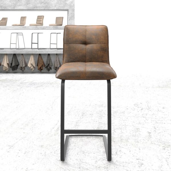 Barová židle Maddy-Flex vintage hnědá konzolová podnož plochá kovová