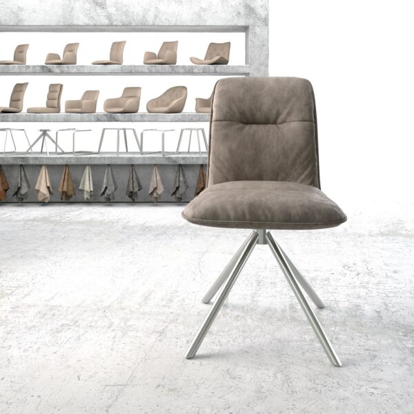 Otočná židle Vinjo-Flex Taupe Vintage Cross Base Round Nerezová Ocel