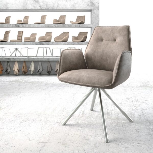 Otočná židle Zoa-Flex Taupe Vintage Cross Rám Round Nerezová Ocel