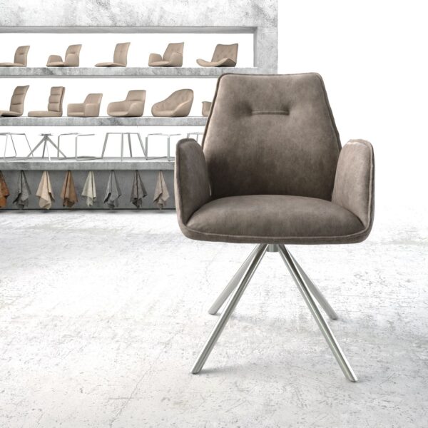 Otočná židle Zoa-Flex Taupe Vintage Cross Rám Round Nerezová Ocel