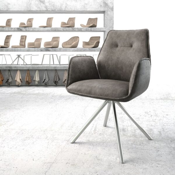 Otočná židle Zoa-Flex Anthracite Vintage Cross Base Round Nerezová Ocel