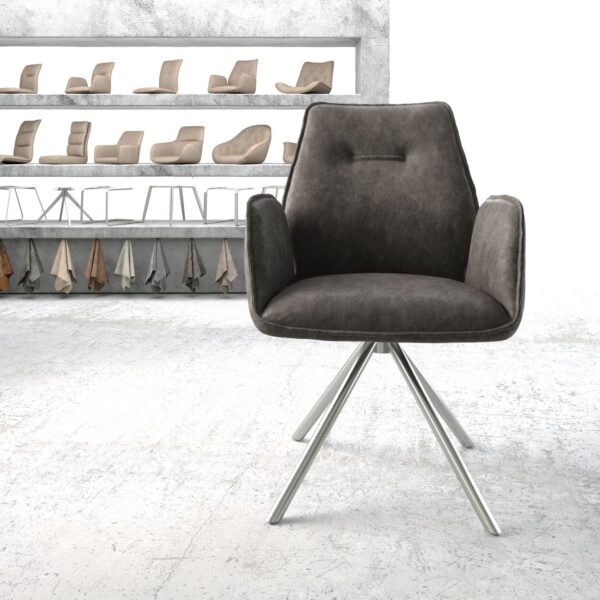 Otočná židle Zoa-Flex Anthracite Vintage Cross Base Round Nerezová Ocel
