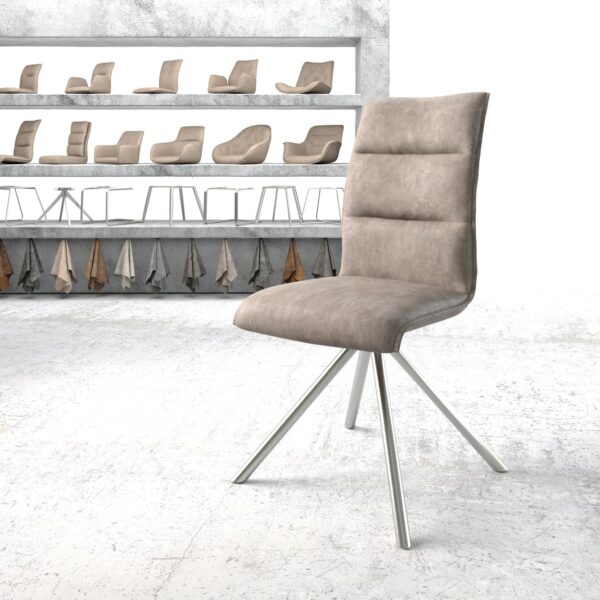 Otočná židle Xantus-Flex Taupe Vintage Cross Base Round Nerezová Ocel