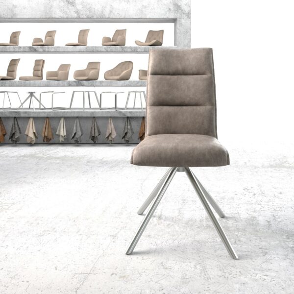 Otočná židle Xantus-Flex Taupe Vintage Cross Base Round Nerezová Ocel