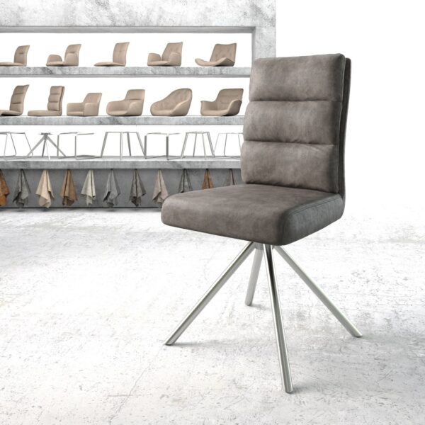 Otočná židle Pela-Flex Anthracite Vintage Cross Base Round Nerezová Ocel