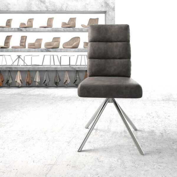 Otočná židle Pela-Flex Anthracite Vintage Cross Base Round Nerezová Ocel