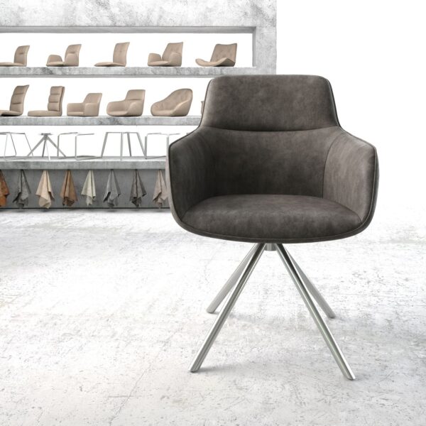 Otočná židle Pejo-Flex Anthracite Vintage Cross Base Round Nerezová Ocel