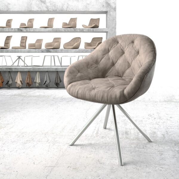 Otočná židle Gaio-Flex Taupe Vintage Cross Base Round Nerezová Ocel