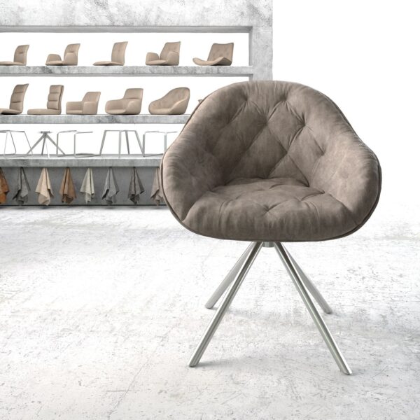 Otočná židle Gaio-Flex Taupe Vintage Cross Base Round Nerezová Ocel