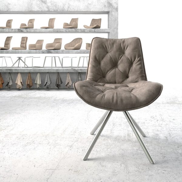 Otočná židle Taimi-Flex Taupe Vintage Cross Base Round Nerezová Ocel