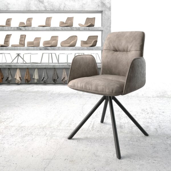 Otočná židle Vinja-Flex Taupe Vintage Cross Rám Round Černá