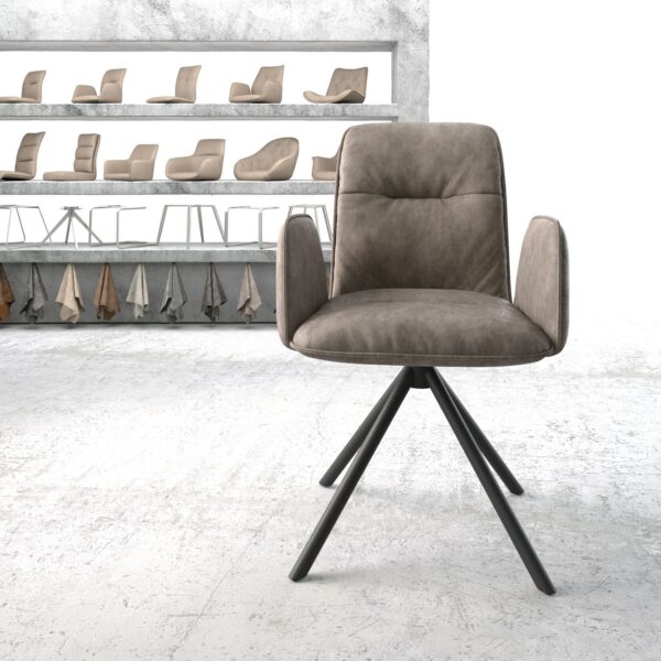 Otočná židle Vinja-Flex Taupe Vintage Cross Rám Round Černá