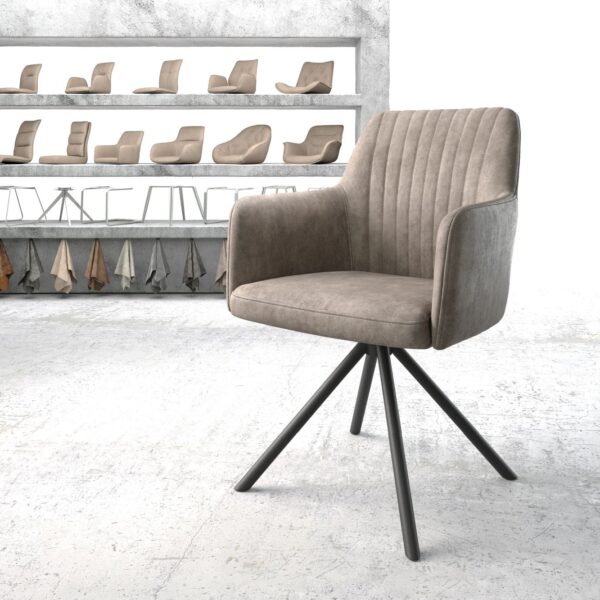 Otočná židle Greg-Flex Taupe Vintage Cross Rám Round Černá