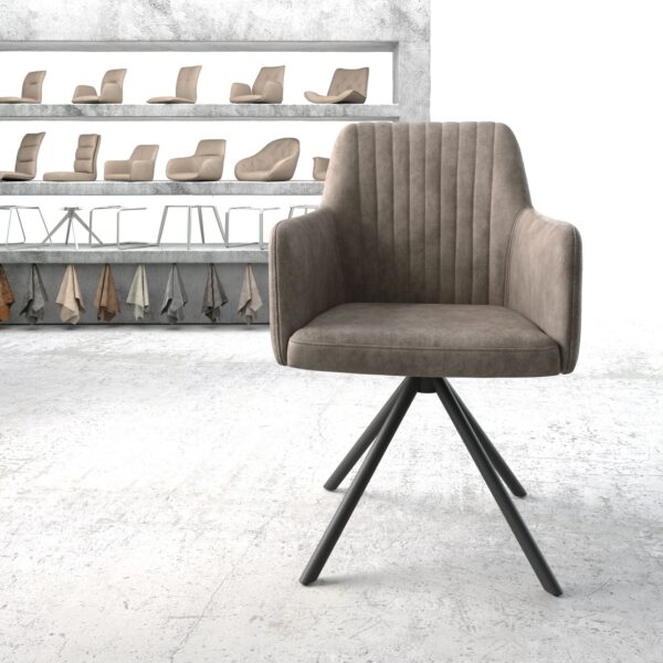 Otočná židle Greg-Flex Taupe Vintage Cross Rám Round Černá