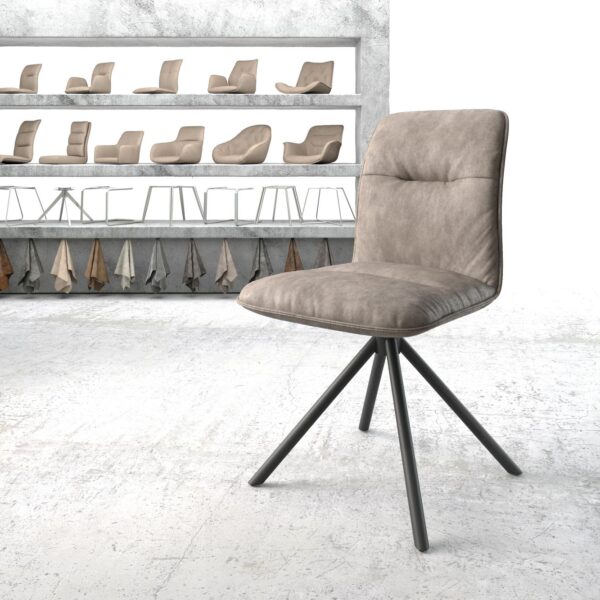 Otočná židle Vinjo-Flex Taupe Vintage Cross Rám Round Černá