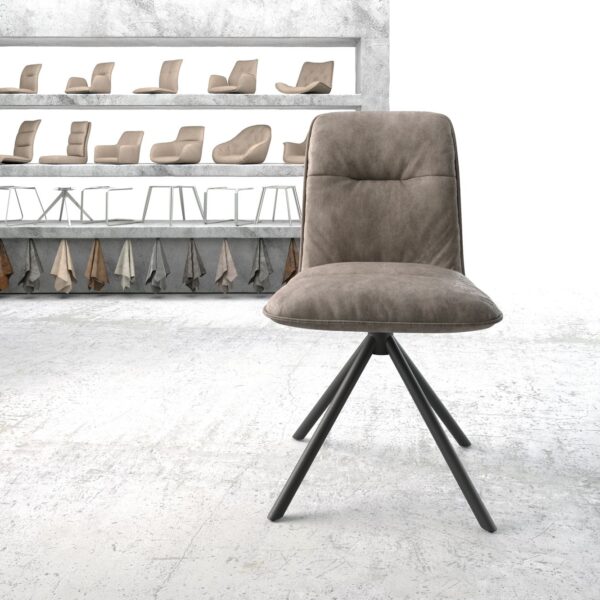 Otočná židle Vinjo-Flex Taupe Vintage Cross Rám Round Černá