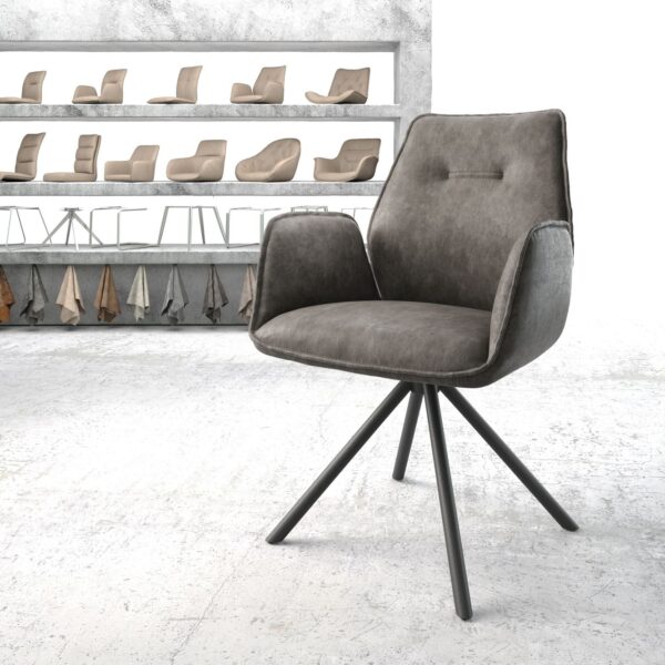 Otočná židle Zoa-Flex Anthracite Vintage Cross Rám Round Černá
