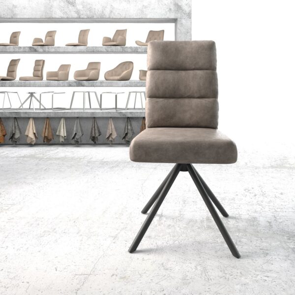 Otočná židle Pela-Flex Taupe Vintage Cross Rám Round Černá