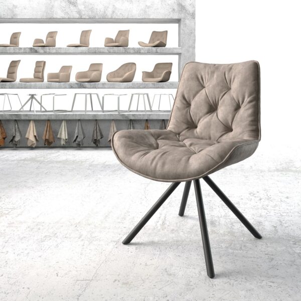 Otočná židle Taimi-Flex Taupe Vintage Cross Rám Round Černá